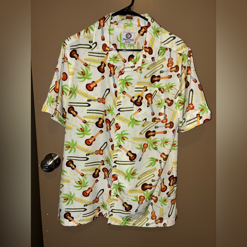 One Resolution Clothing Co. Guitar Palm Tree Hawaiian Button Up